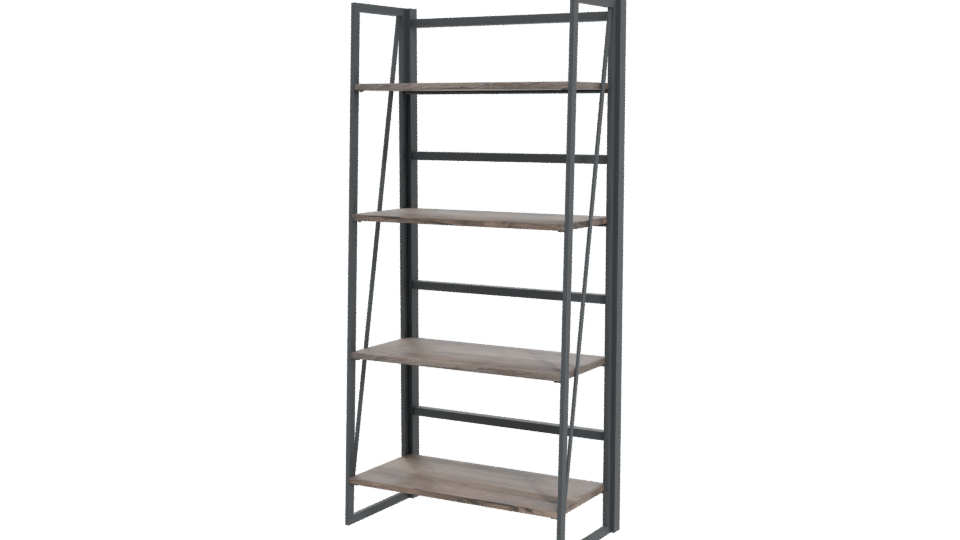 Industrial Wooden Shelf Unit 3D - Professional 3D Model Render 12