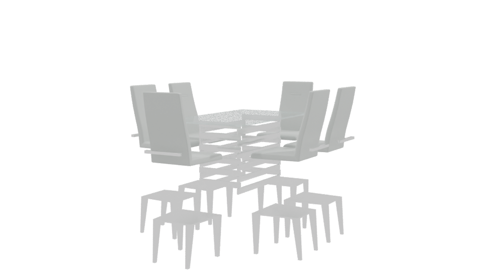 Contemporary Glass Dining Set - Professional 3D Model Render 9