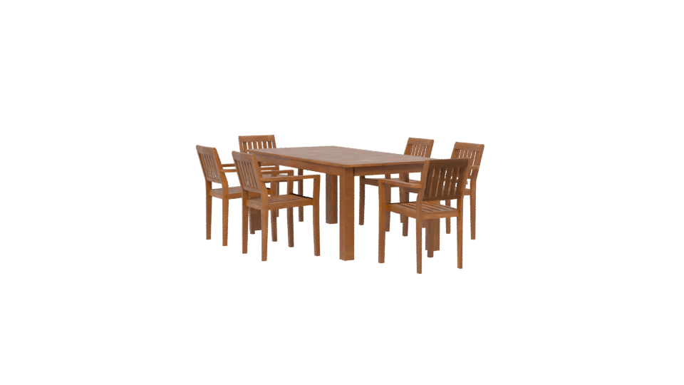 Elegant Wooden Outdoor Dining Set 3D Model - Professional 3D Model Render 13