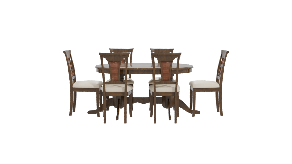 Elegant Wooden Dining Table Set 3D Model - Professional 3D Model Render 11