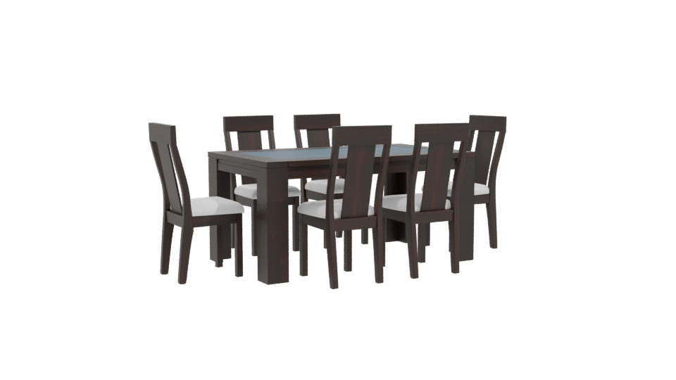 Elegant Modern Wooden Dining Table with Chairs - Professional 3D Model Render 10