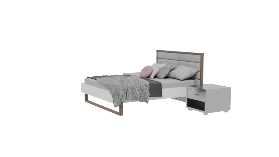 Modern Queen Bed with Nightstands 3D - Professional 3D Model Render 13