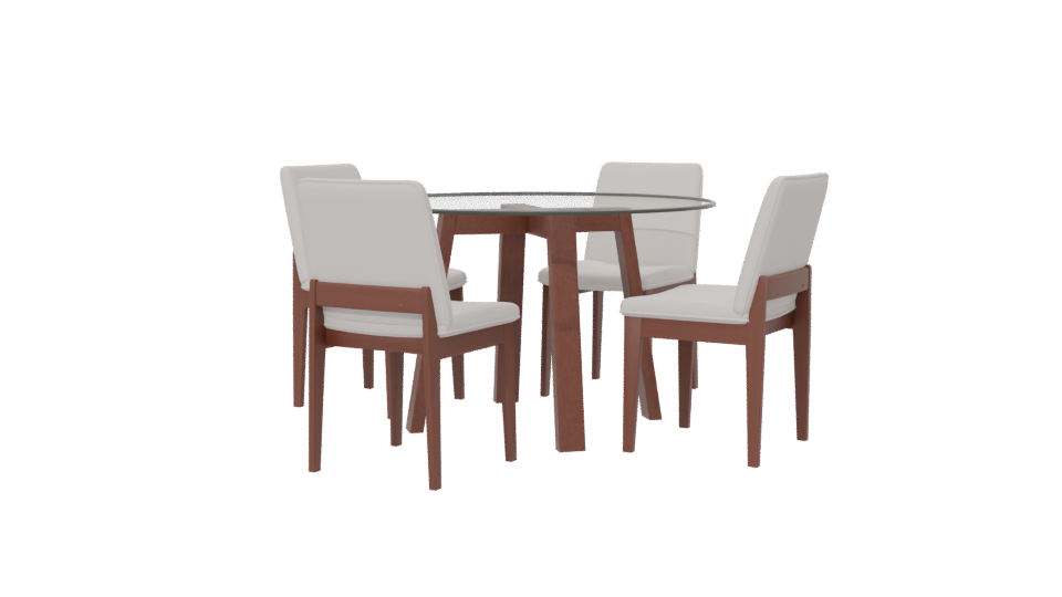 Elegant Glass Dining Table Set - Professional 3D Model Render 6