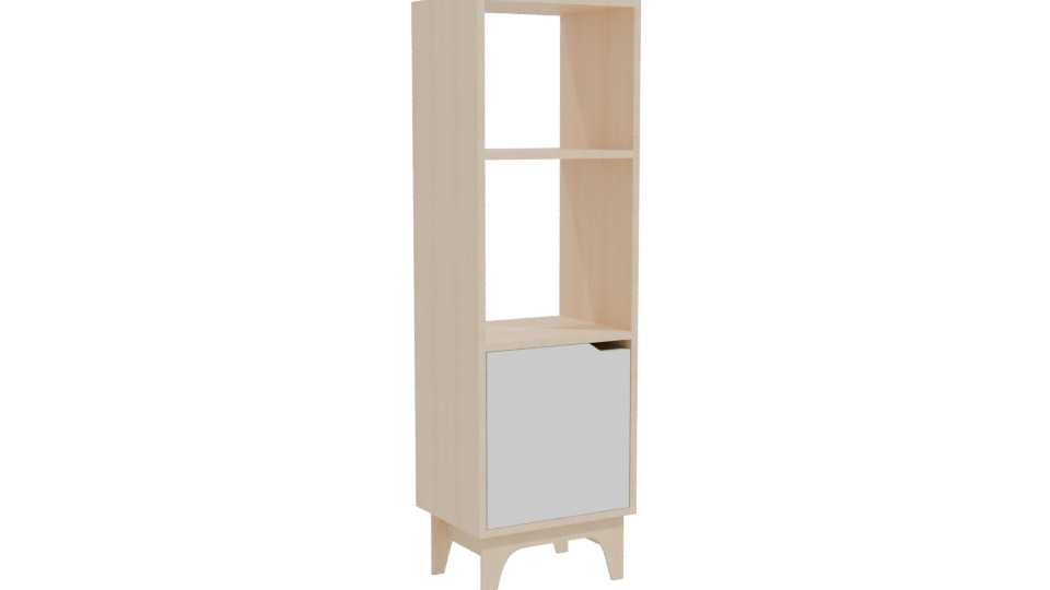 Minimalist Wooden Shelf Unit - Professional 3D Model Render 10