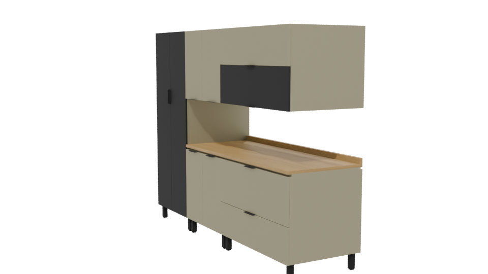 Stylish Modern Kitchen Cabinet Set 3D Model - Professional 3D Model Render 13