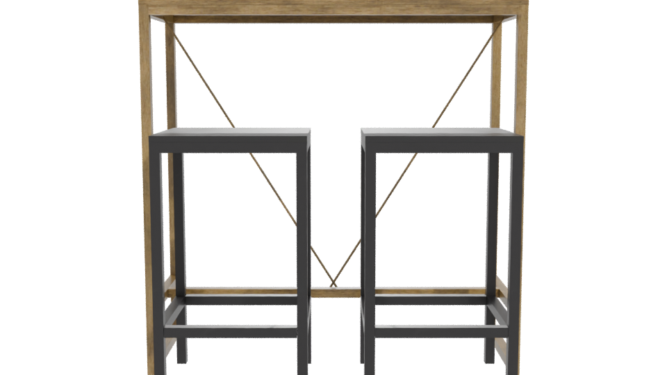 Industrial Bar Table Set 3D - Professional 3D Model Render 11