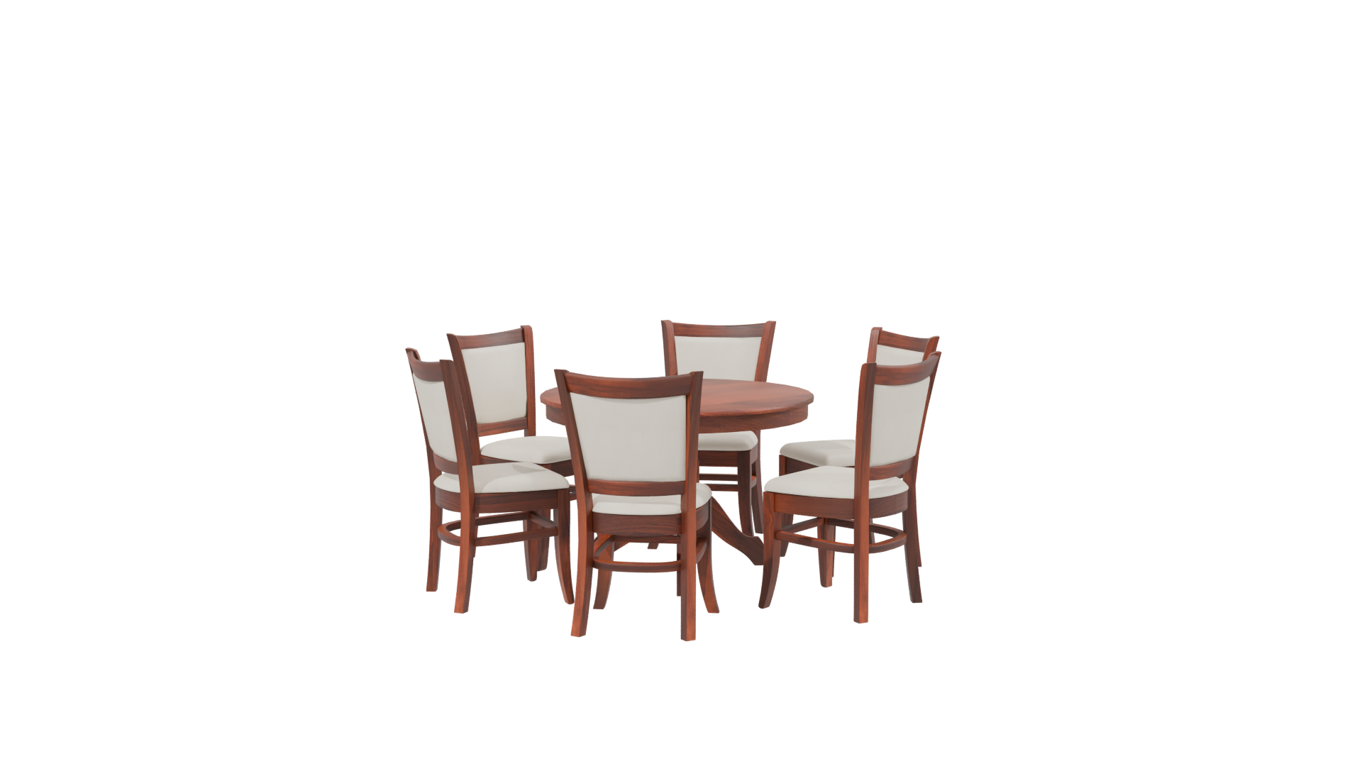 Elegant Round Wooden Dining Table with Chairs - Professional 3D Model Render 2