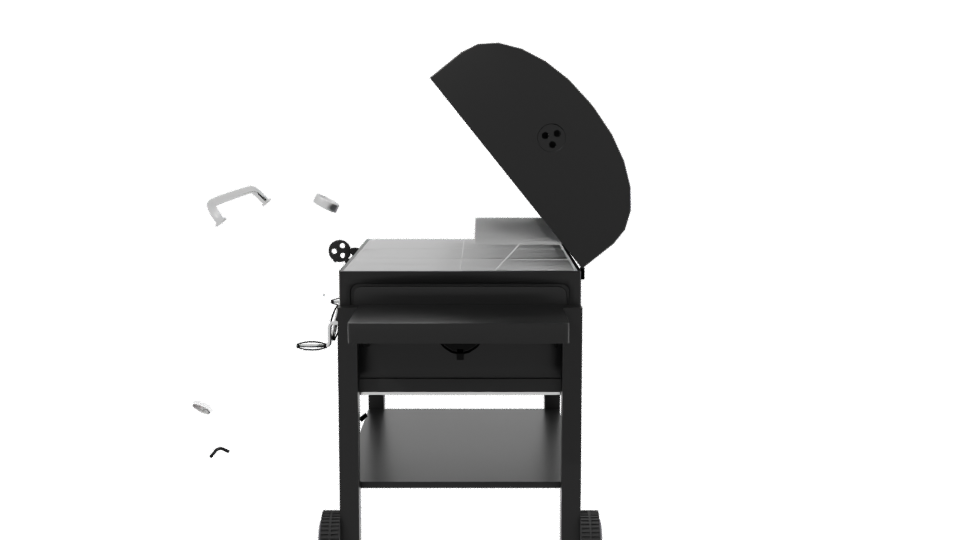 Stylish Outdoor Charcoal Grill 3D Model - Professional 3D Model Render 2