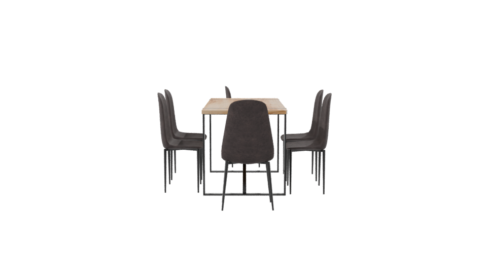 Contemporary Dining Set with Chairs 3D Model - Professional 3D Model Render 8
