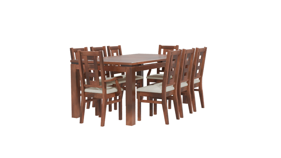 Elegant Wooden Dining Table Set - Professional 3D Model Render 12