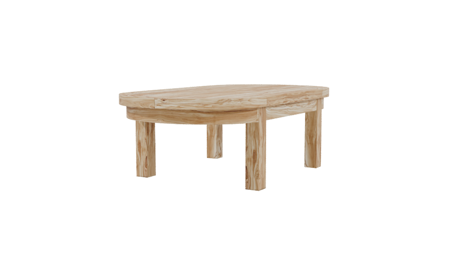 Stylish Oval Wooden Dining Table - Professional 3D Model Render 3