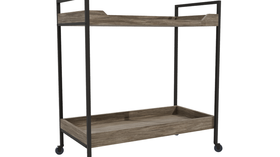 Industrial Wooden Serving Cart 3D Model - Professional 3D Model Render 10