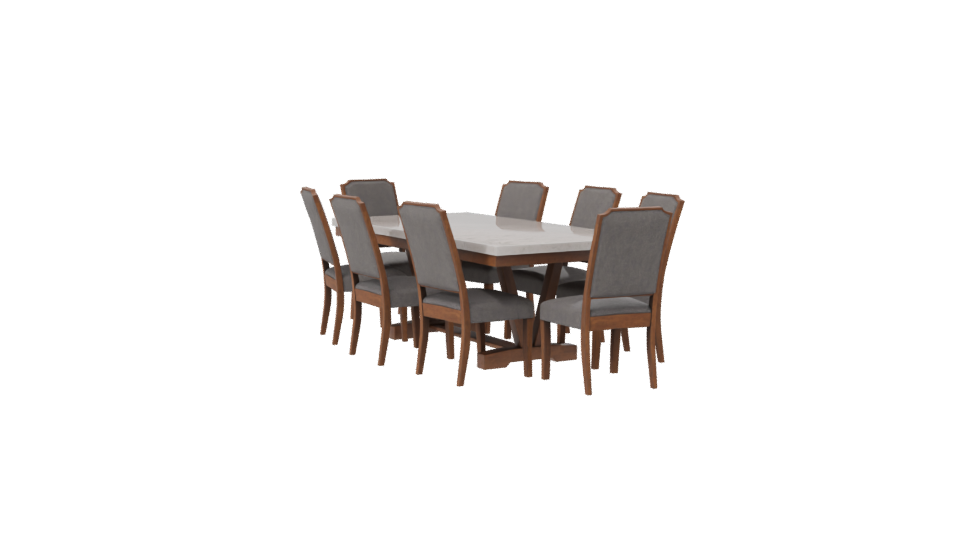 Stylish Wooden Dining Table Set - Professional 3D Model Render 7