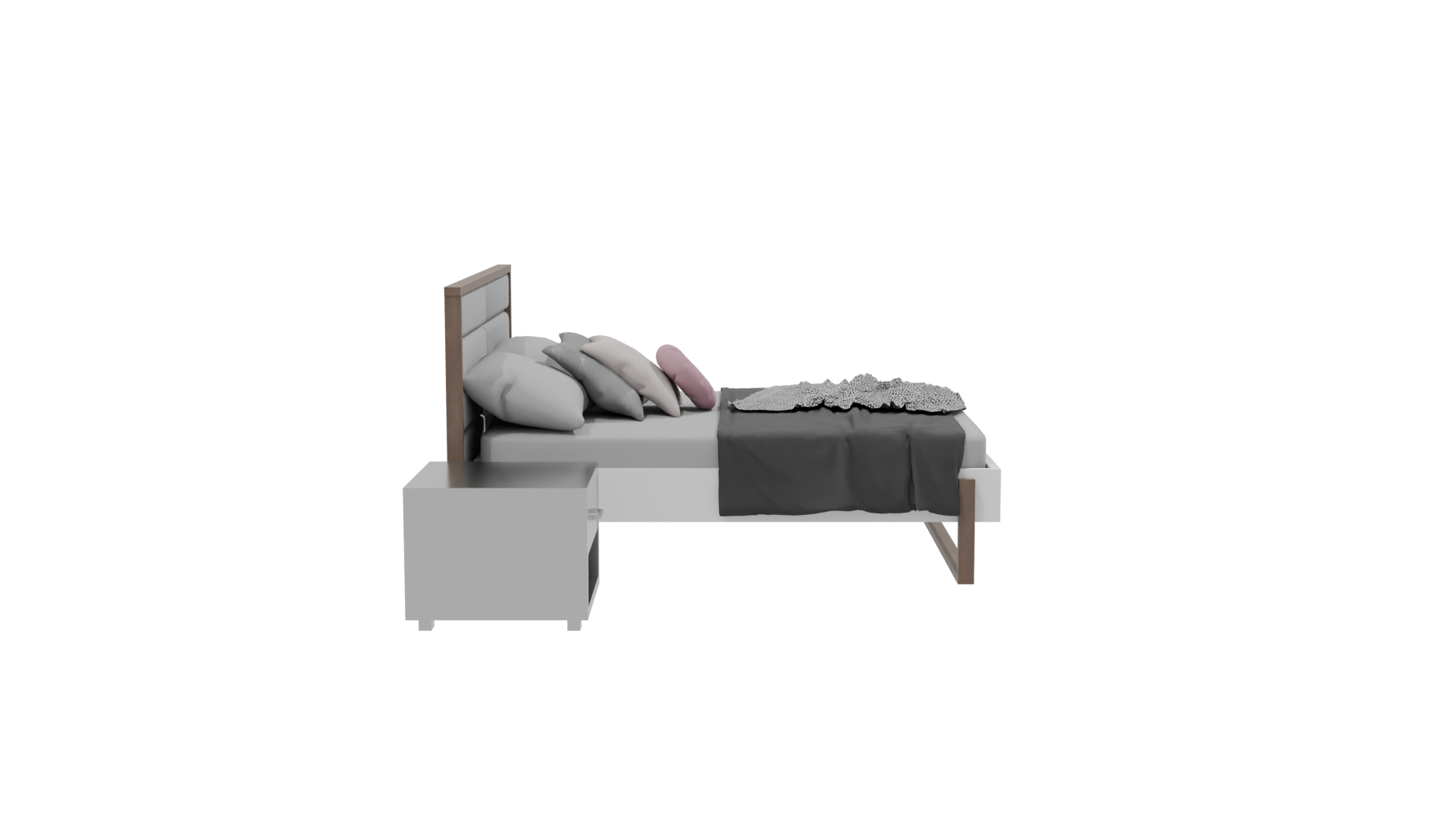 Modern Queen Bed with Nightstands 3D - Professional 3D Model Render 20