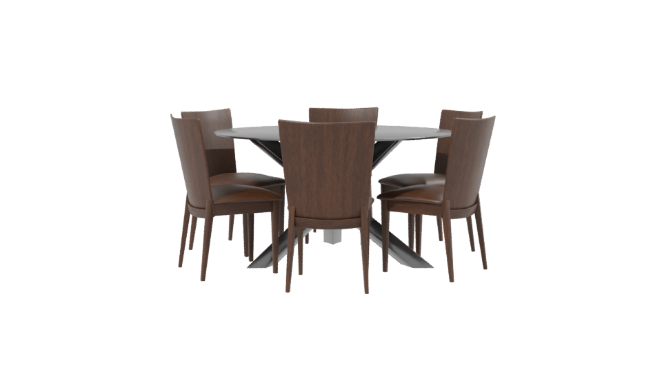 Elegant Glass Dining Table Set 3D - Professional 3D Model Render 2