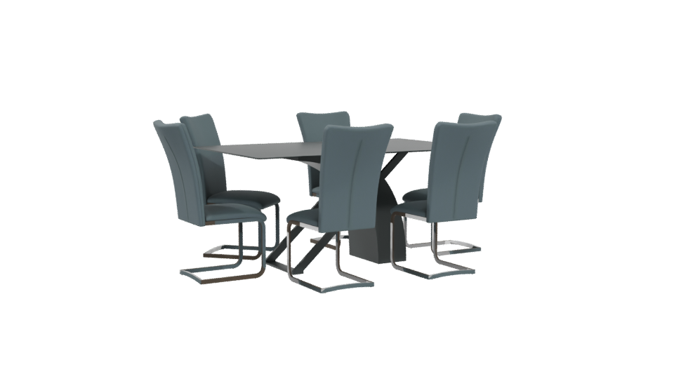Rectangular Dining Table Set 3D - Professional 3D Model Render 4