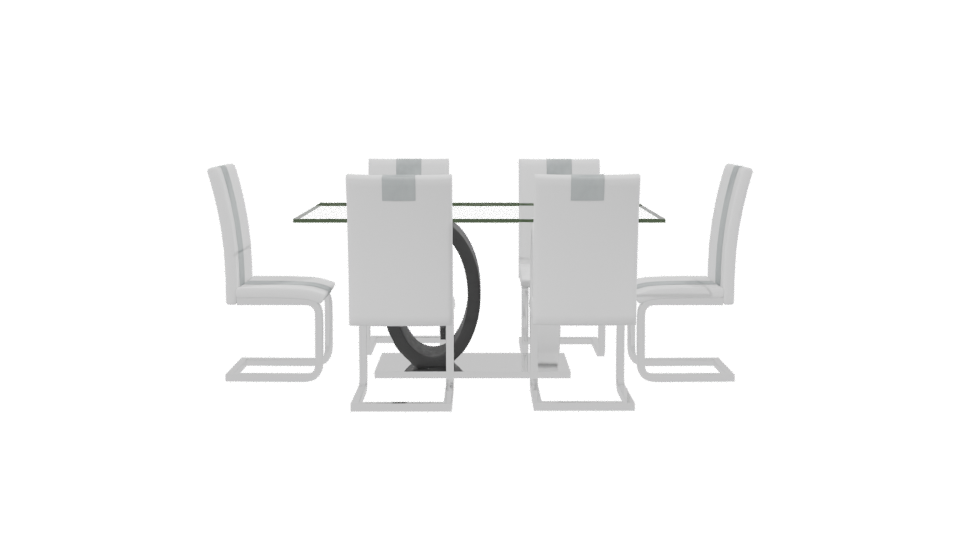Stylish Glass Dining Table Set - Professional 3D Model Render 2