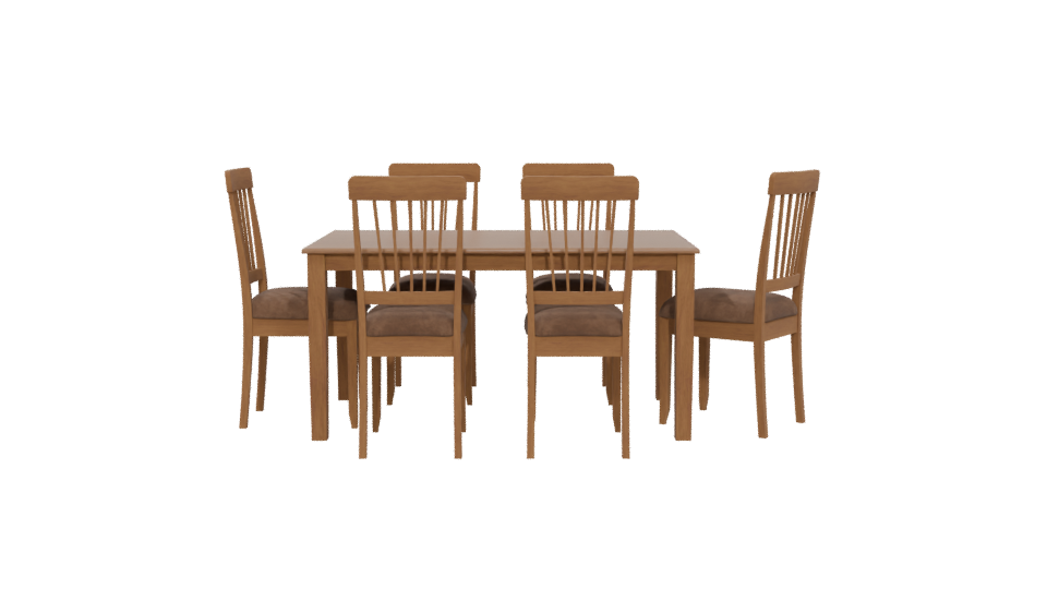 Stylish Wooden Dining Table Set 3D Model - Professional 3D Model Render 5