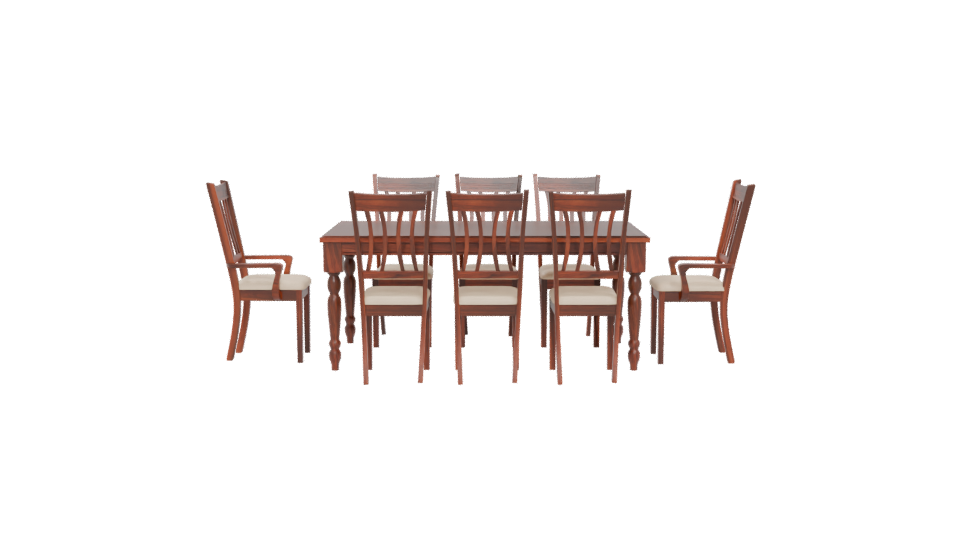 Elegant Wooden Dining Table with Chairs 3D Model - Professional 3D Model Render 5