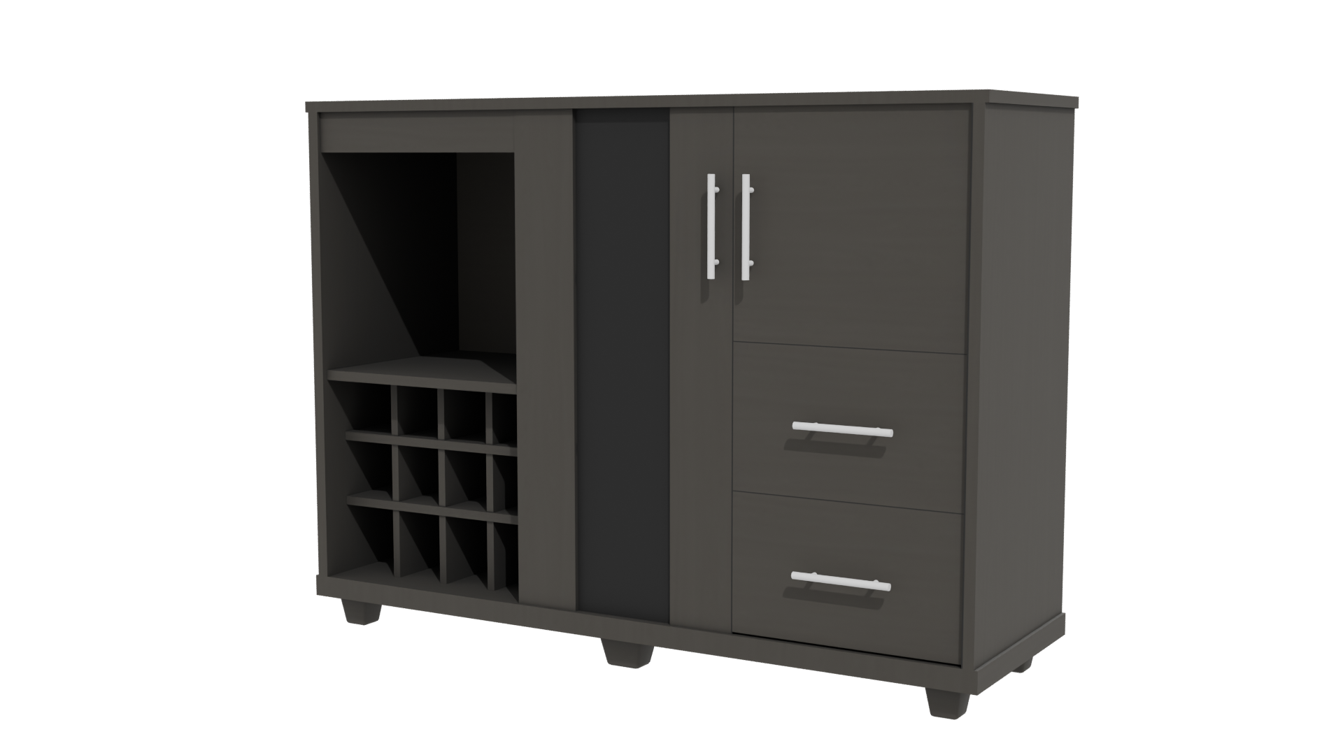 Contemporary Wooden Cabinet with Glass Doors 3D Model - Professional 3D Model Render 12