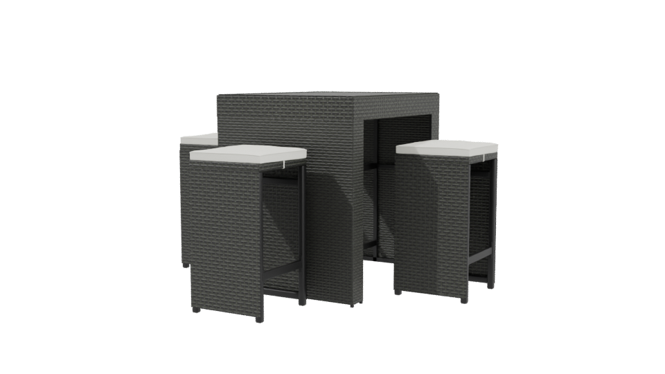 Bar Table with 4 Stools 3D - Professional 3D Model Render 3