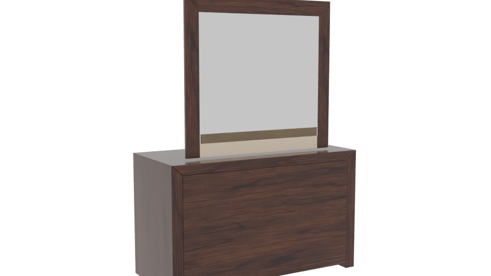 Modern Wooden Dresser with Mirror - Professional 3D Model Render 4
