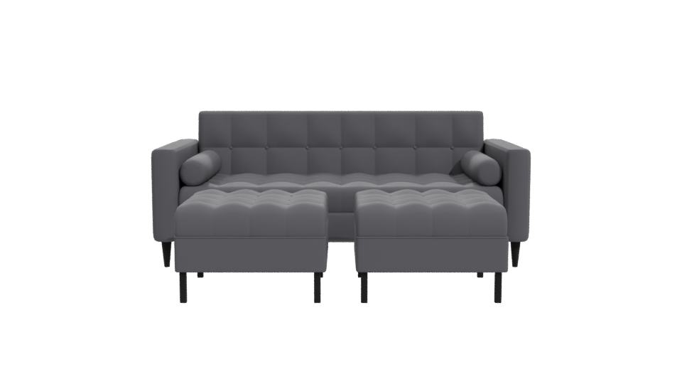 Retro Sofa with Poufs 3D Model - Professional 3D Model Render 11