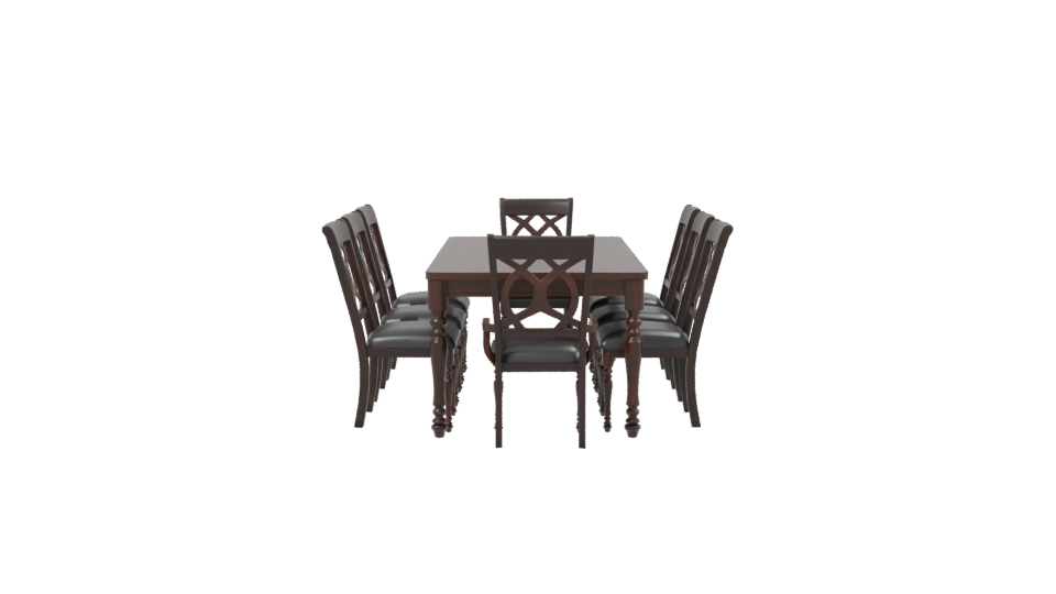Elegant Wooden Dining Set Model - Professional 3D Model Render 2