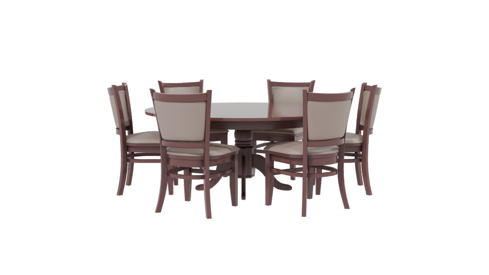 Elegant Round Dining Table with Chairs 3D Model - Professional 3D Model Render 2