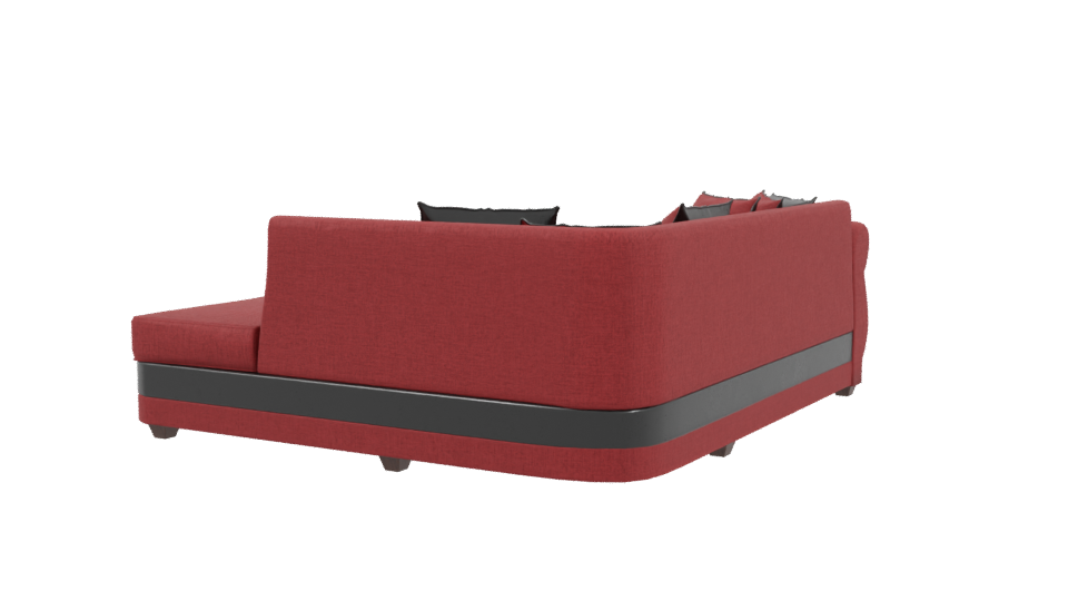 Stylish Red Fabric Sofa with Cushions 3D Model - Professional 3D Model Render 3