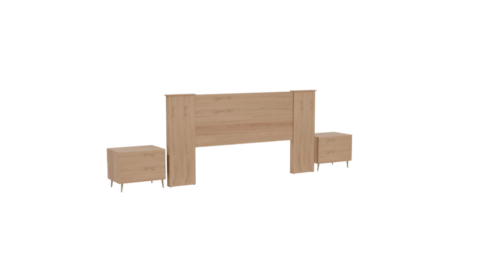 Modern Headboard with Nightstands 3D - Professional 3D Model Render 4