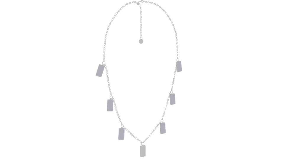 Elegant Silver Chain Necklace with Gemstone Accents - Professional 3D Model Render 4