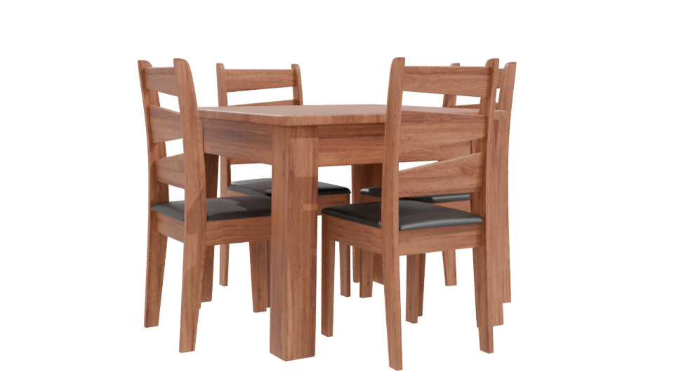 Stylish Wooden Dining Table Set 3D Model - Professional 3D Model Render 10