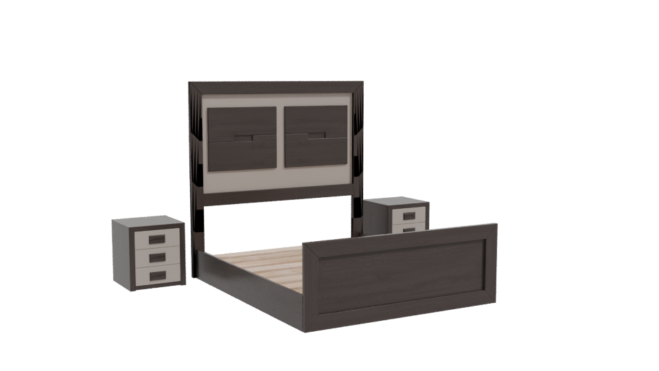 Stylish Wooden Bed with Nightstands 3D Model - Professional 3D Model Render 10