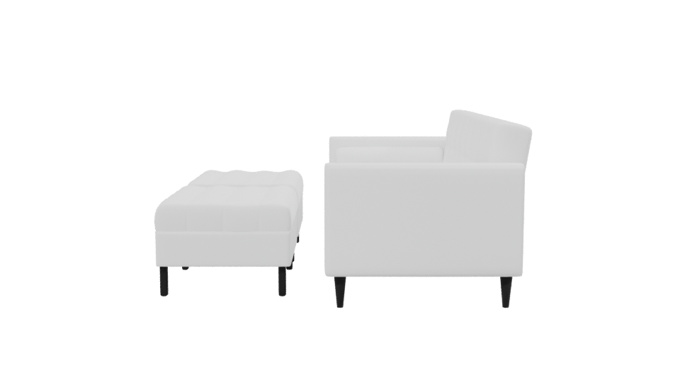 White Retro Sofa with Poufs 3D - Professional 3D Model Render 2