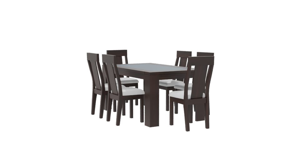 Elegant Modern Wooden Dining Table with Chairs - Professional 3D Model Render 7