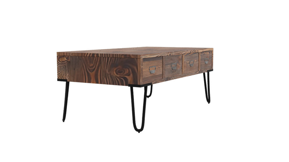 Rustic Wooden Coffee Table 3D - Professional 3D Model Render 9