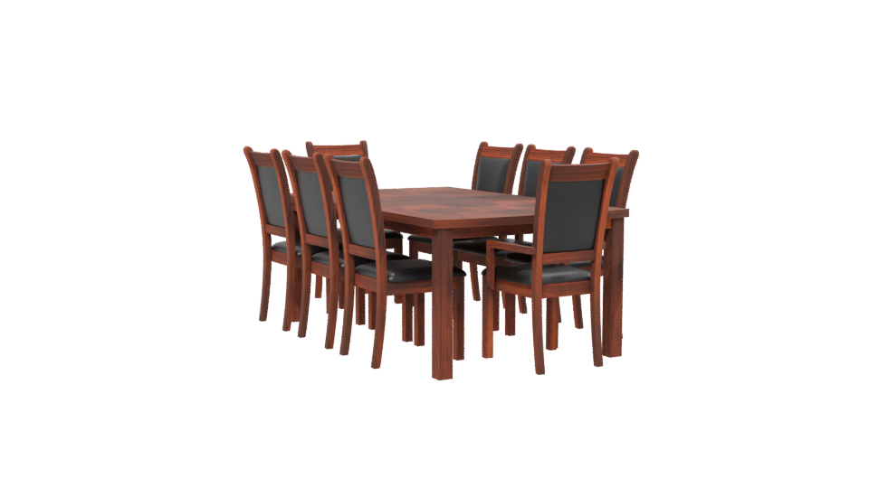 Elegant Wooden Dining Table with Chairs Set 3D Model - Professional 3D Model Render 13