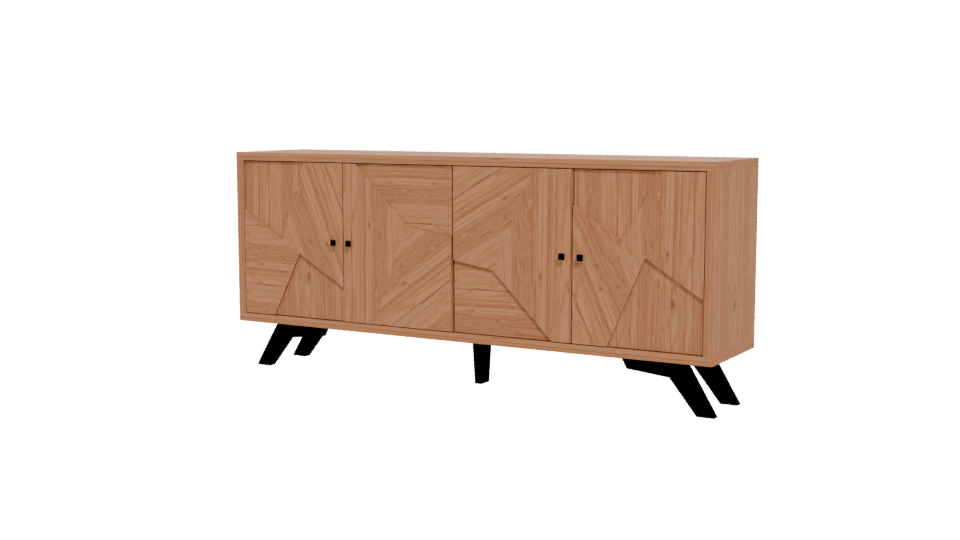 Stylish Wooden Storage Cabinet 3D - Professional 3D Model Render 12
