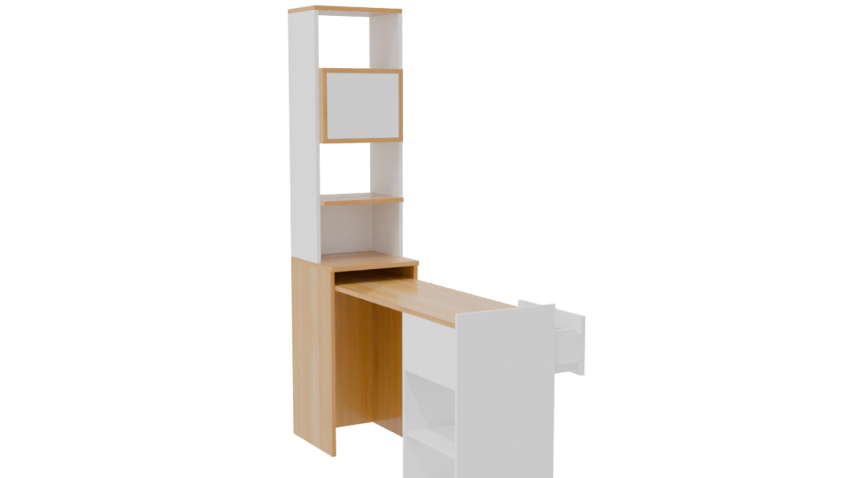 Contemporary Wooden Office Desk with Storage - Professional 3D Model Render 7