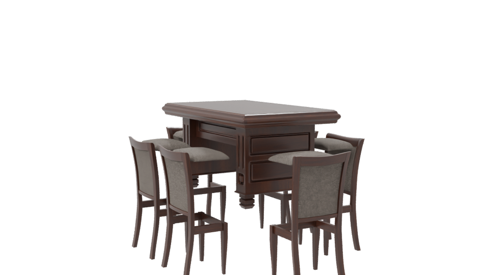Elegant Wooden Dining Table Set - Professional 3D Model Render 7