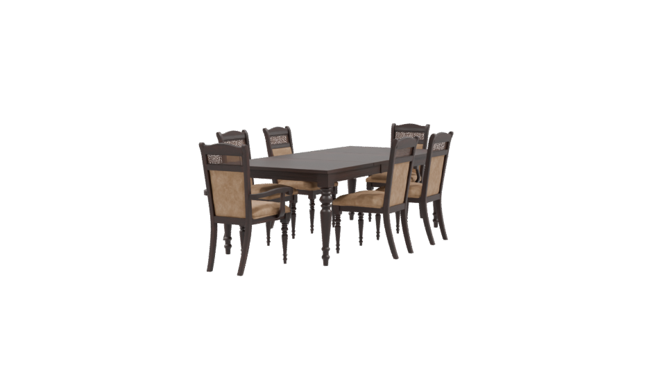 Elegant Wooden Dining Table Set 3D Model - Professional 3D Model Render 9
