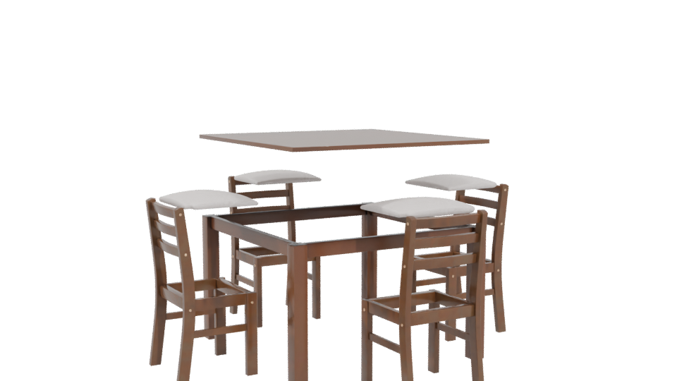 Elegant Wooden Dining Table Set - Professional 3D Model Render 4