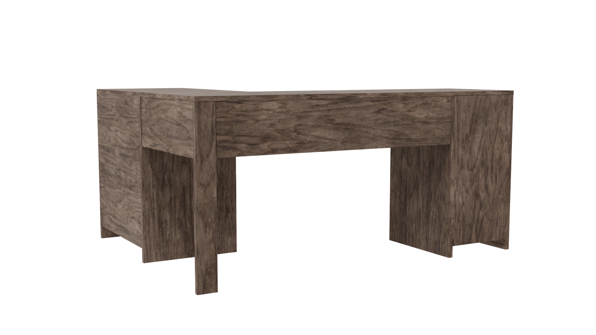 L-Shaped Wooden Desk 3D Model - Professional 3D Model Render 7