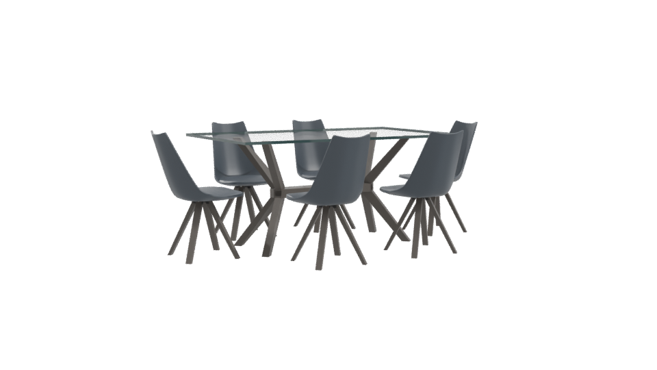 Glass Dining Table Set 3D - Professional 3D Model Render 10