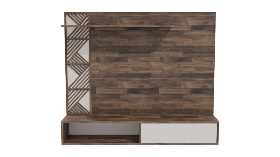 Stylish Wooden Wall Unit 3D - Professional 3D Model Render 11