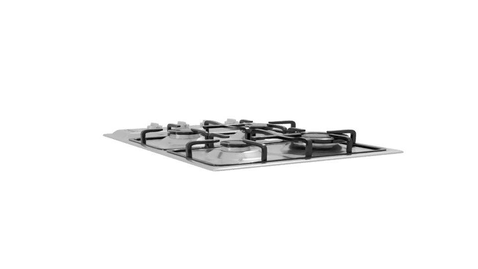 4-Burner Gas Cooktop Model 3D - Professional 3D Model Render 7