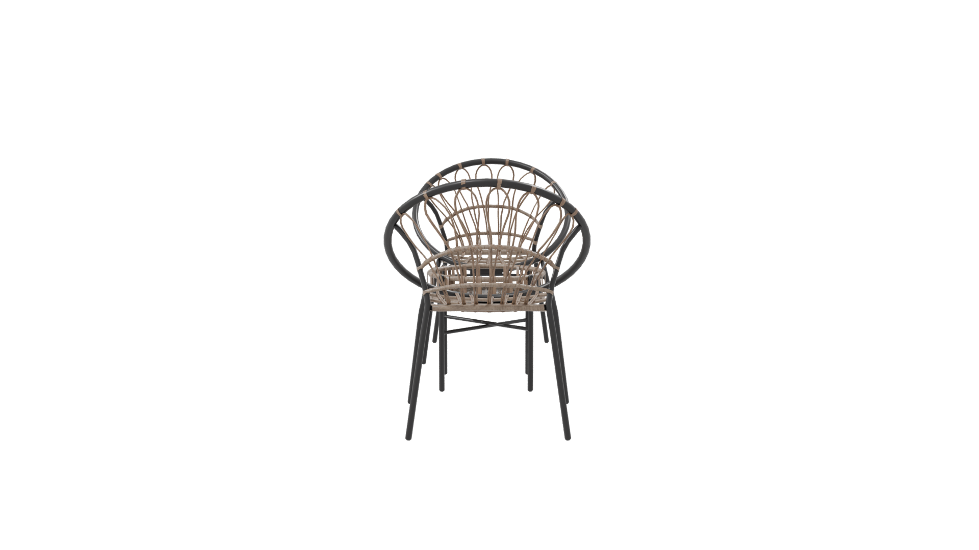 Modern Rattan Chair Set 3D - Professional 3D Model Render 8