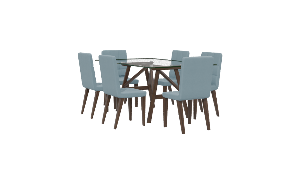 Stylish Glass Dining Table Set - Professional 3D Model Render 13