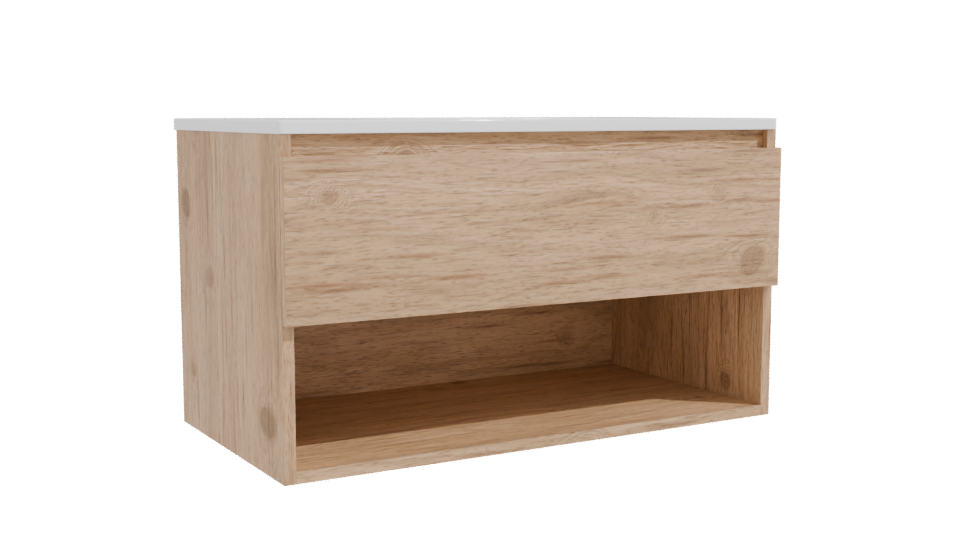 Minimalist Wooden Bathroom Vanity - Professional 3D Model Render 10